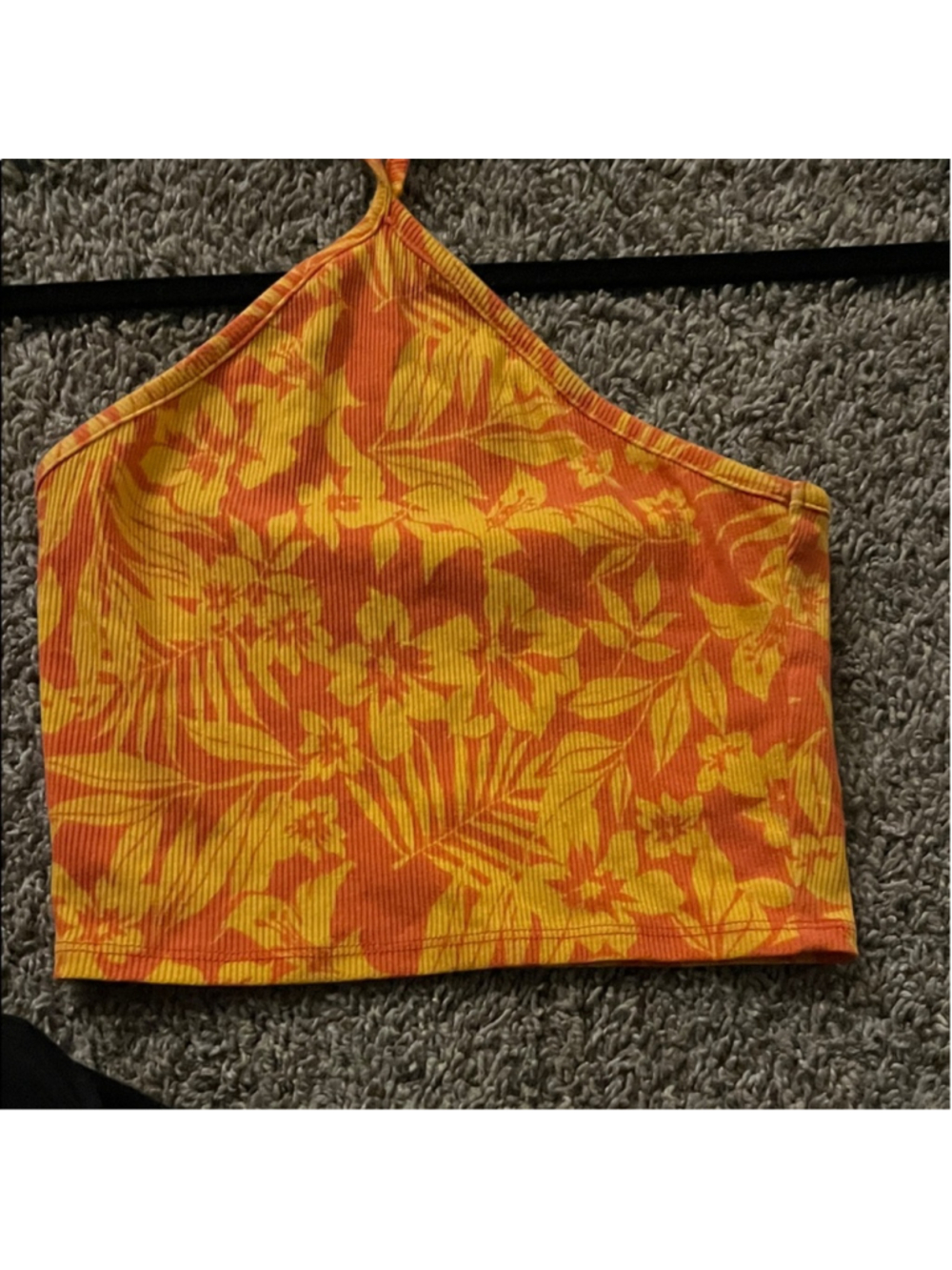 Arizona Jean Company Orange and Yellow Floral Crop Top